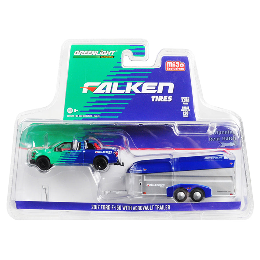 2017 Ford F-150 Pickup Truck And Aerovault Trailer Falken Tires Limited Edition To 2,760 Pieces Worldwide 1/64 Diecast Model Car By Greenlight 51244