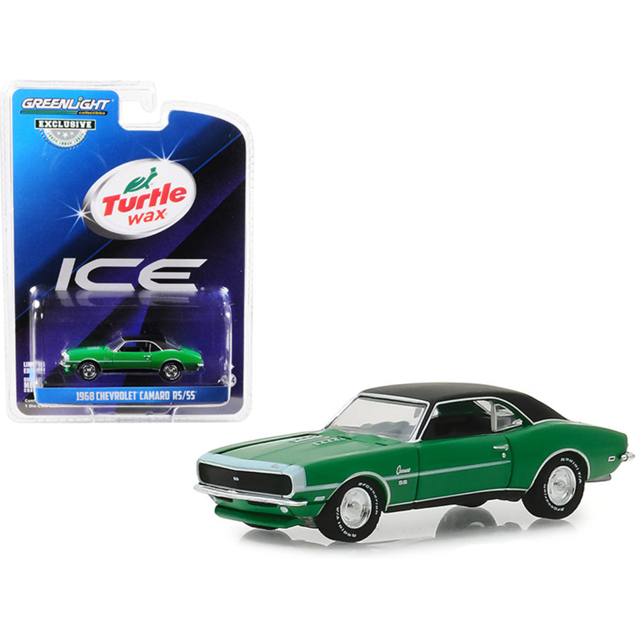 1968 Chevrolet Camaro Rs/ss Green With Black Top Turtle Wax Ice Lasting Diamond Brilliance Turtle Wax Ad Cars Hobby Exclusive 1/64 Diecast Model Car By Greenlight 30018
