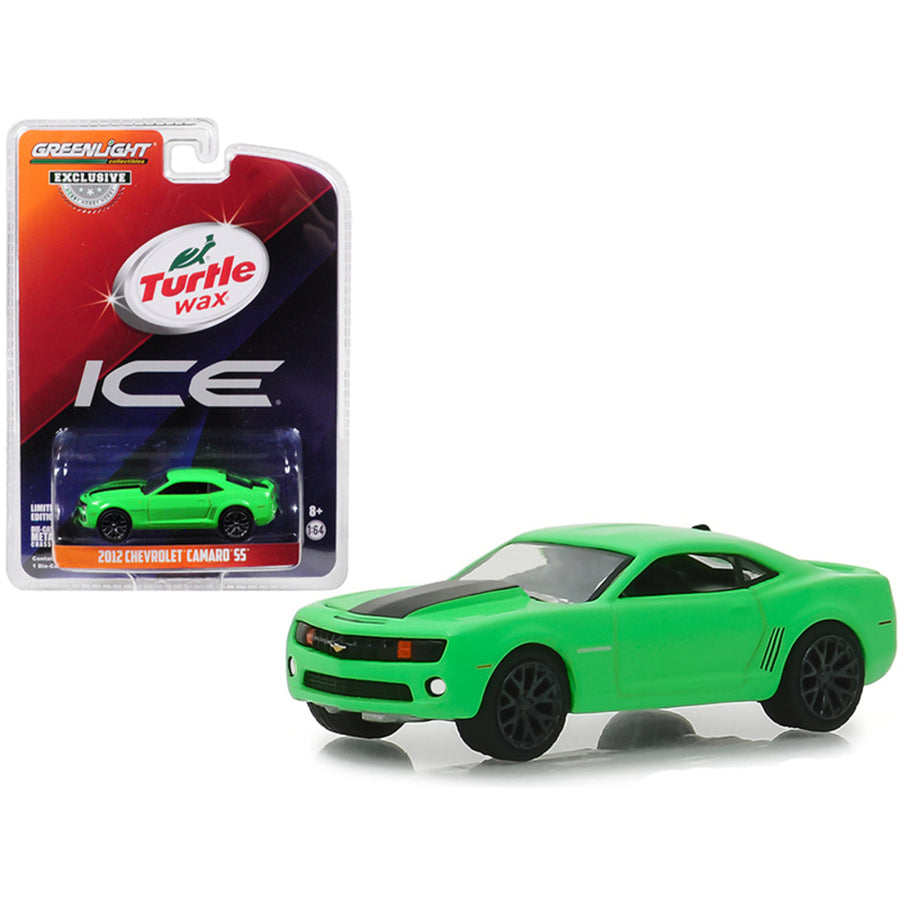 2012 Chevrolet Camaro Ss Green With Black Stripe Turtle Wax Ice Smart Shield Technology Turtle Wax Ad Cars Hobby Exclusive 1/64 Diecast Model Car By Greenlight 30019