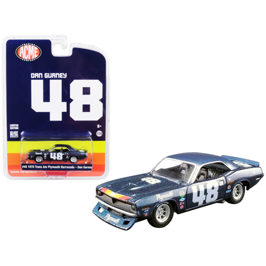 1970 Plymouth Barracuda Trans Am #48 Dan Gurney Acme Exclusive 1/64 Diecast Model Car By Greenlight For Acme 51263