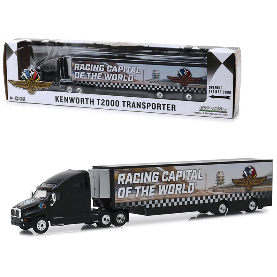 Kenworth T2000 Transporter Indianapolis Motor Speedway Wheel, Wings & Flag Hobby Exclusive 1/64 Diecast Model By Greenlight 30037