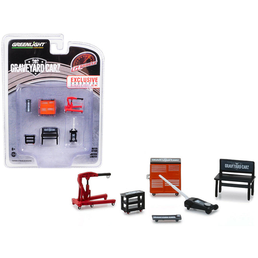 Greenlight Muscle 6 Piece Set Shop Tools Graveyard Carz (2012) Tv Series 1/64 By Greenlight 13174