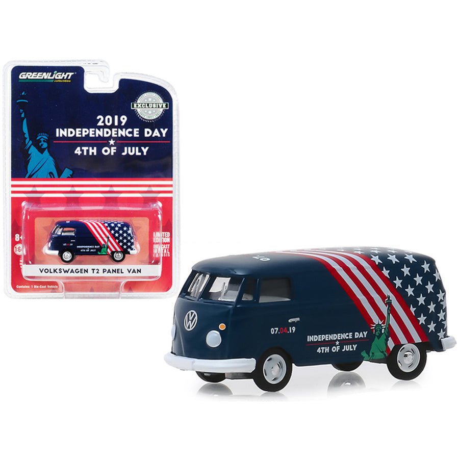 Volkswagen T2 Panel Van 4th Of July, Independence Day 2019 Hobby Exclusive 1/64 Diecast Model By Greenlight 30044