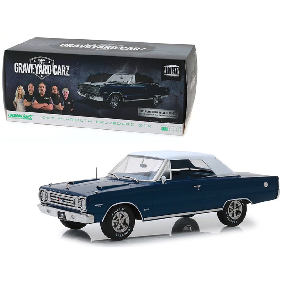 1967 Plymouth Belvedere Gtx Convertible Dark Blue Graveyard Carz (2012) Tv Series 1/18 Diecast Model Car By Greenlight 19059