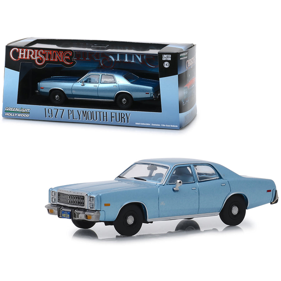 1977 Plymouth Fury Steel Blue Detective Rudolph Junkins Christine 1983 Movie 1/43 Diecast Model Car By Greenlight 86559