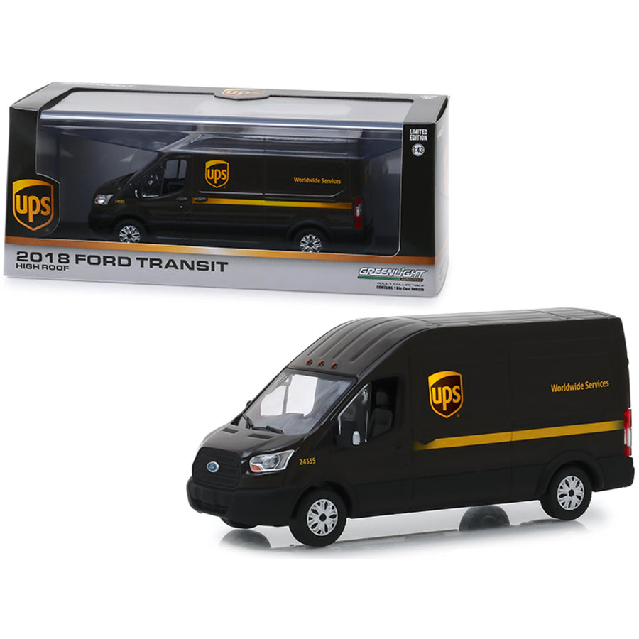 2018 Ford Transit High Roof Van United Parcel Service (ups) Worldwide Services 1/43 Diecast Model By Greenlight 86169