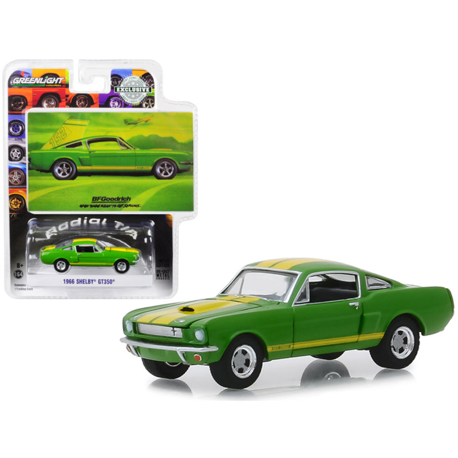 1966 Ford Mustang Shelby Gt350 Green With Yellow Stripes When Youre Ready To Get Serious Bfgoodrich Vintage Ad Cars Hobby Exclusive 1/64 Diecast Model Car By Greenlight 30060