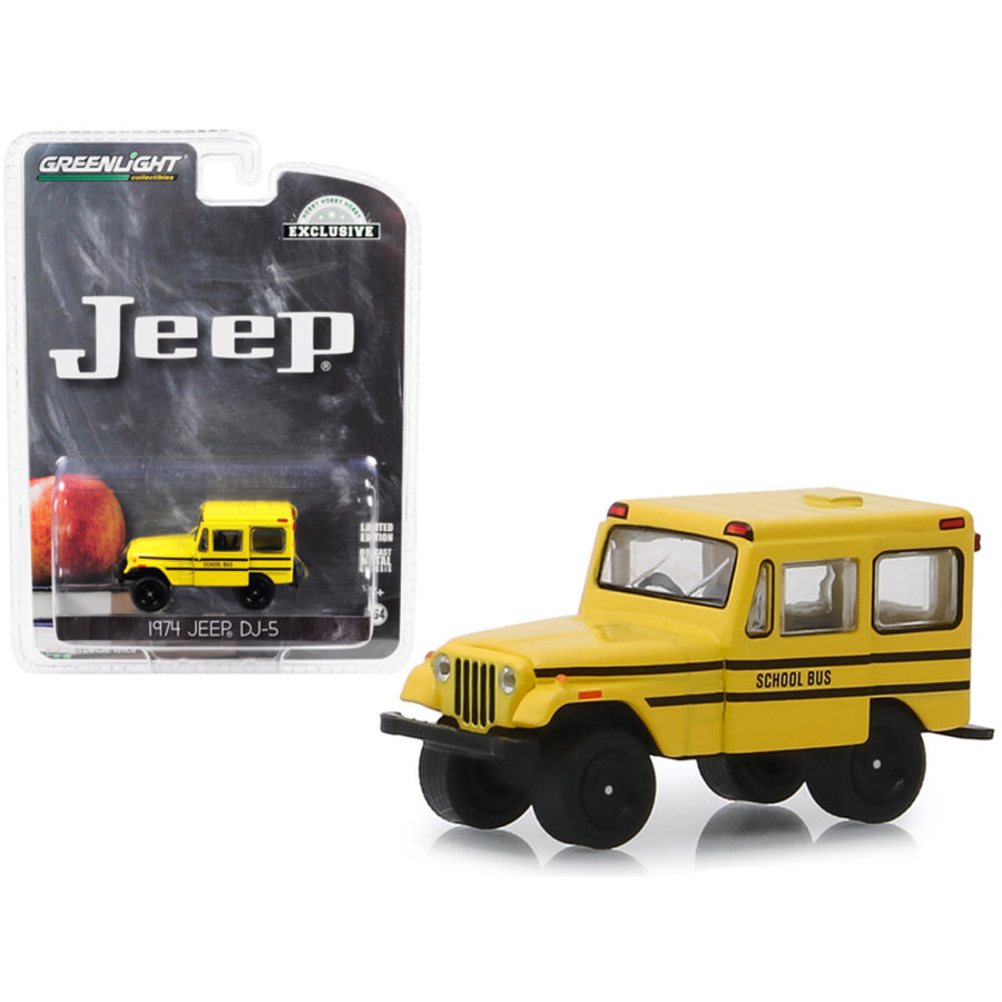 1974 Jeep Dj-5 School Bus Yellow Hobby Exclusive 1/64 Diecast Model Car By Greenlight 30065