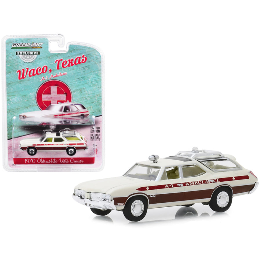 1970 Oldsmobile Vista Cruiser A-1 Ambulance Cream (waco, Texas) Hobby Exclusive 1/64 Diecast Model Car By Greenlight 30066