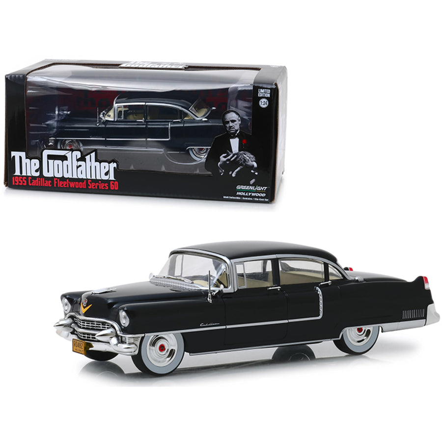 1955 Cadillac Fleetwood Series 60 Black The Godfather (1972) Movie 1/24 Diecast Model Car By Greenlight 84091