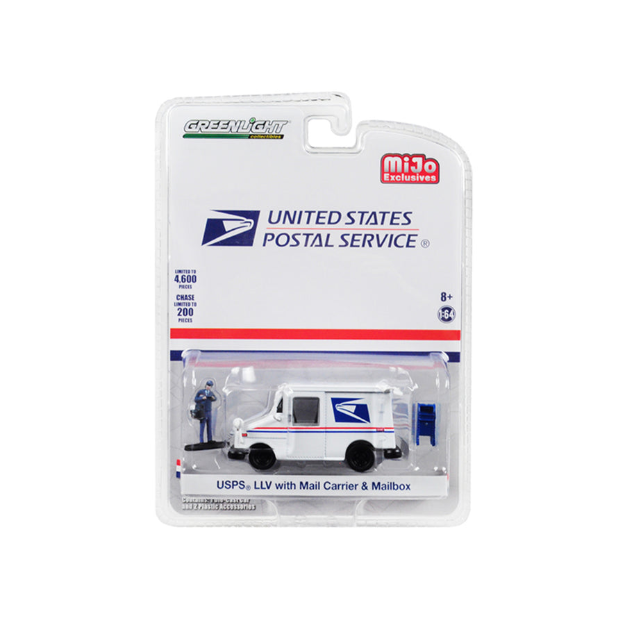 Usps (united States Postal Service) Llv Postal Mail Delivery Vehicle With Mail Carrier And Mailbox Accessories Limited Edition To 4,600 Pieces Worldwide 1/64 Diecast Model Car By Greenlight 51280