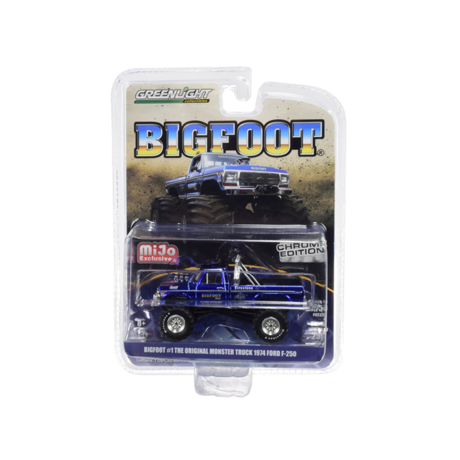1974 Ford F-250 Bigfoot #1 The Original Monster Truck Chrome Blue Limited Edition To 5,750 Pieces Worldwide 1/64 Diecast Model Car By Greenlight 51281