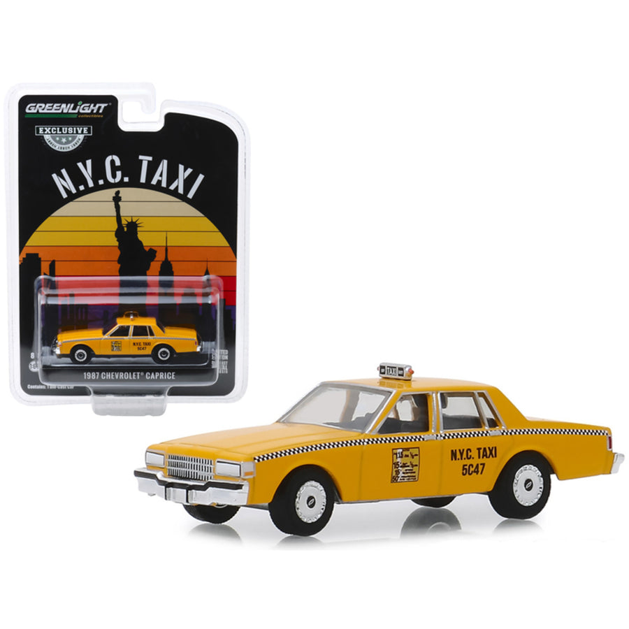 1987 Chevrolet Caprice Yellow N.y.c. Taxi (new York City Taxi) Hobby Exclusive 1/64 Diecast Model Car By Greenlight 30077
