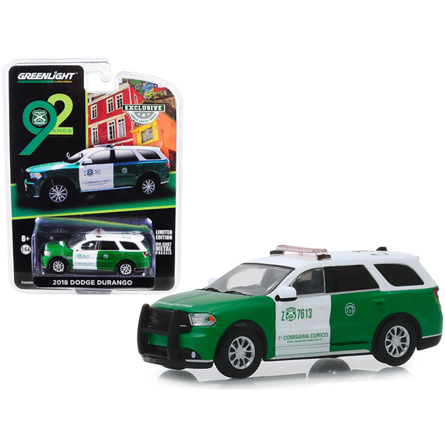 2018 Dodge Durango Police Carabineros De Chile 92th Anniversary Hobby Exclusive 1/64 Diecast Model Car By Greenlight 30079