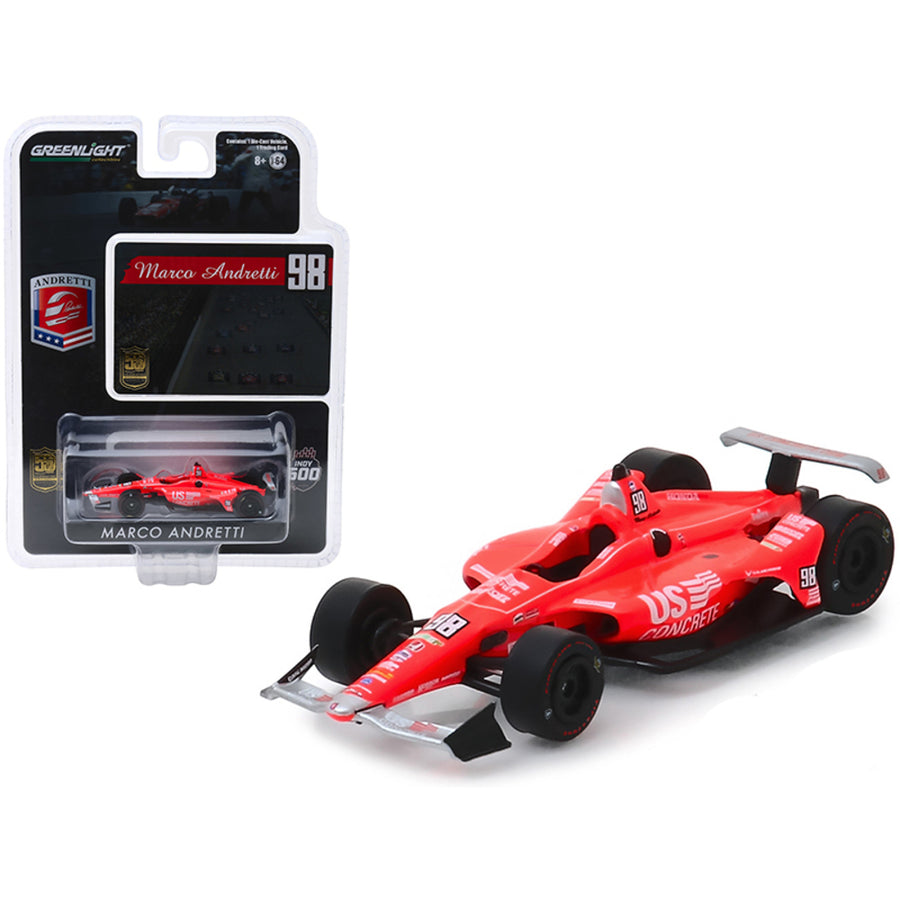 Honda Dallara Indy Car #98 Marco Andretti 50th Anniversary Indianapolis 500 Champion Andretti Autosport Us Concrete Tribute 1/64 Diecast Model Car By Greenlight 10854