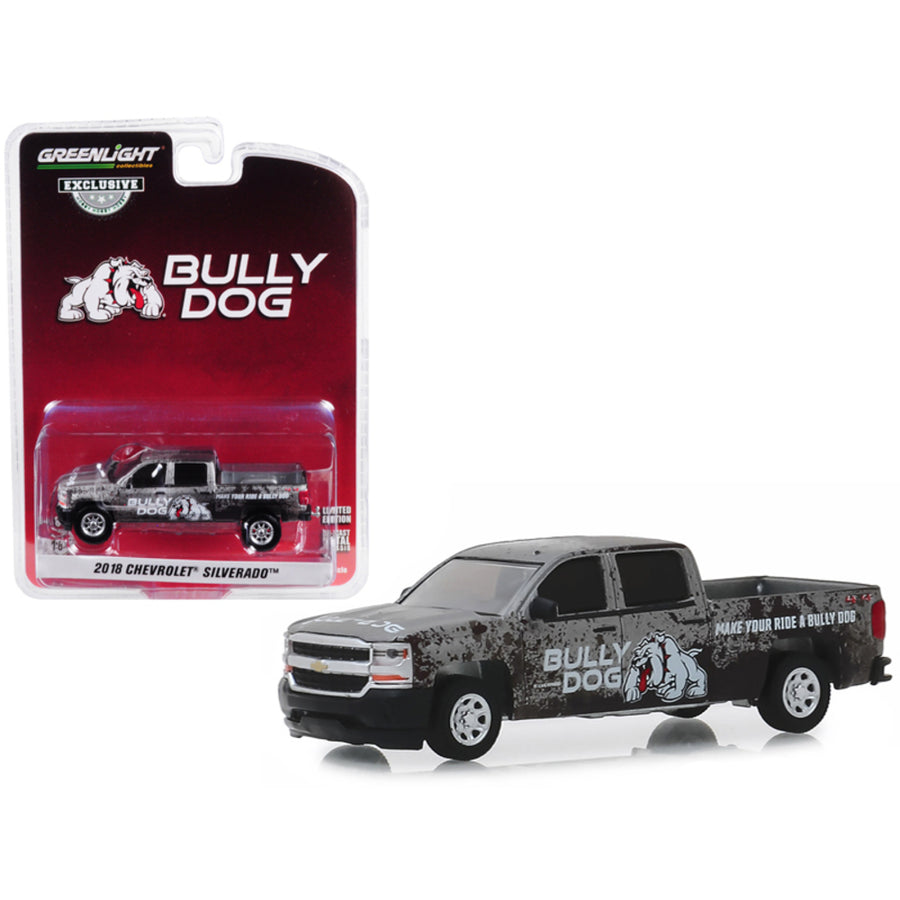 2018 Chevrolet Silverado 4x4 Pickup Truck Bully Dog Make Your Ride A Bully Dog Hobby Exclusive 1/64 Diecast Model Car By Greenlight 30084