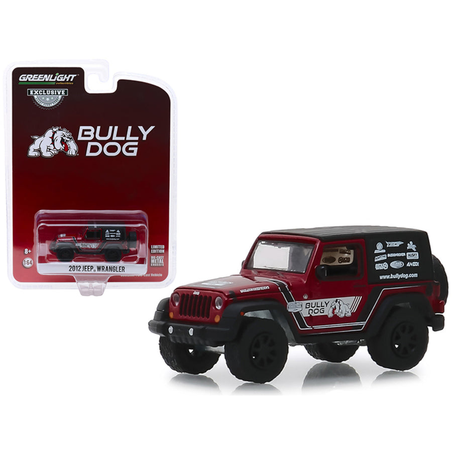 2012 Jeep Wrangler Red With Black Top Bully Dog Hobby Exclusive 1/64 Diecast Model Car By Greenlight 30086