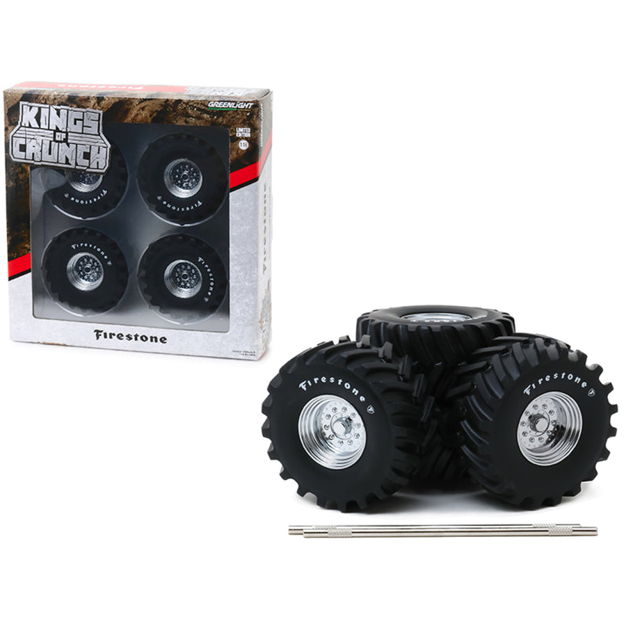 48-inch Monster Truck Firestone Wheels & Tires 6 Piece Set Kings Of Crunch 1/18 By Greenlight 13546