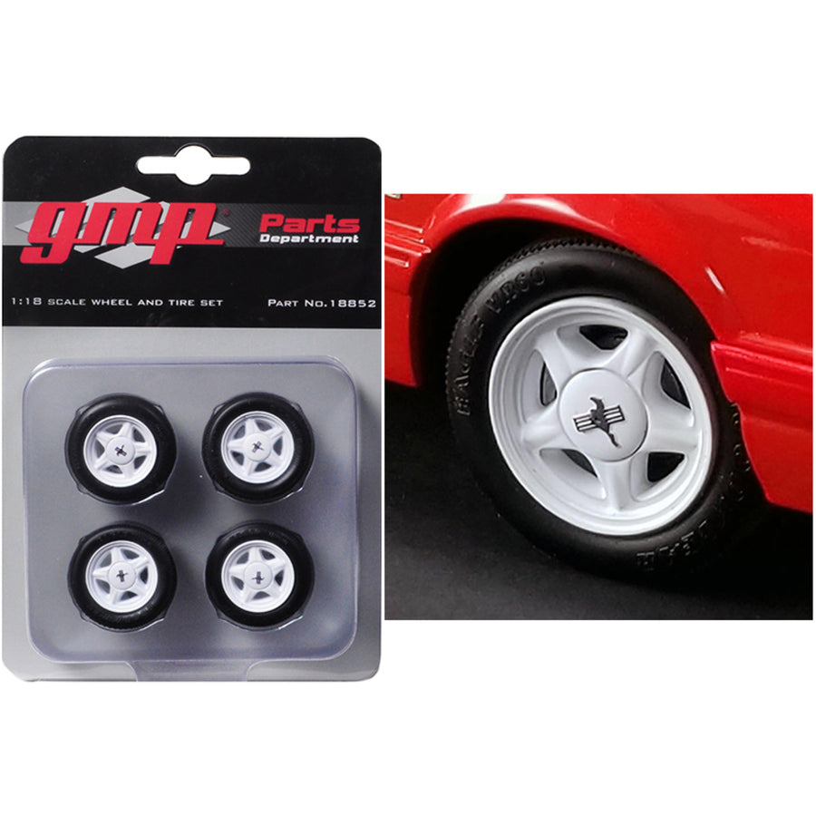 Pony Wheels And Tires Set Of 4 Pieces From 1992 Ford Mustang Lx 1/18 By Gmp 18852
