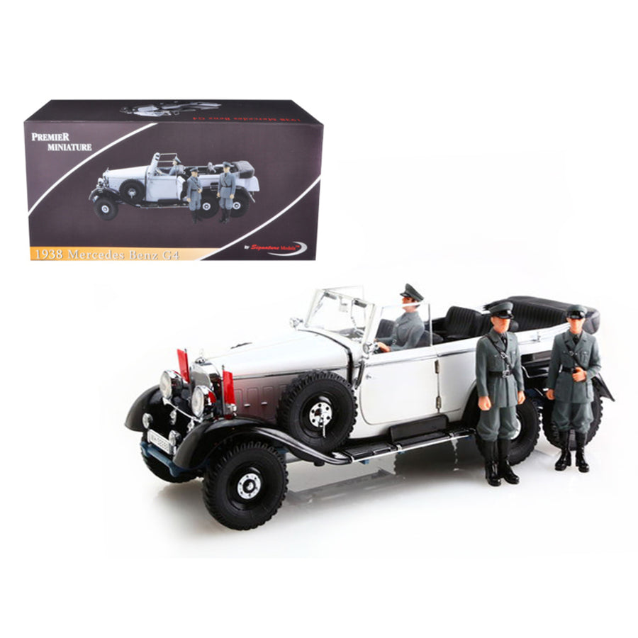 1938 Mercedes G4 White With 3 Figurines 1/18 Diecast Model Car By Signature Models 38202w