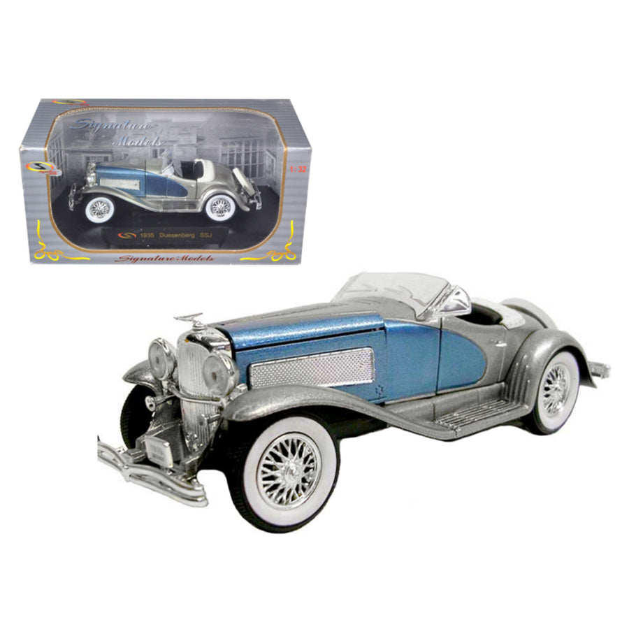1935 Duesenberg Ssj Blue/silver 1/32 Diecast Model Car By Signature Models 32318s