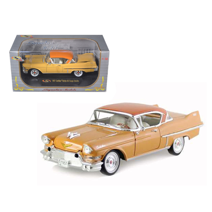 1957 Cadillac Series 62 Coupe De Ville Yellow 1/32 Diecast Car Model By Signature Models 32359y