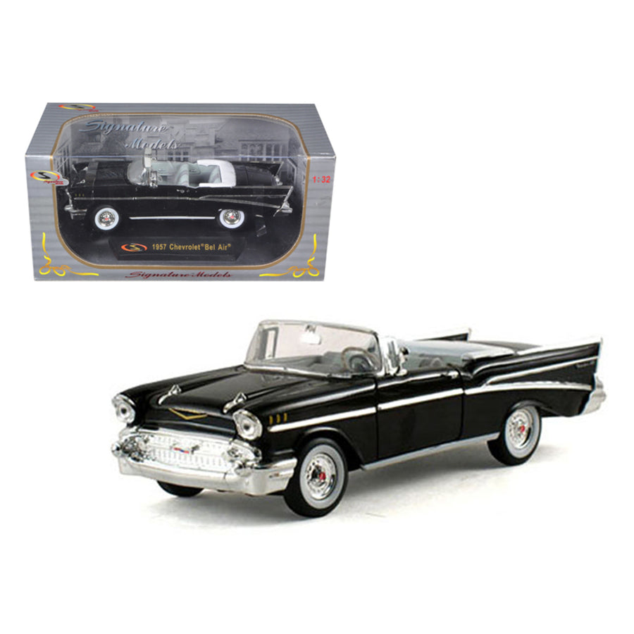 1957 Chevrolet Bel Air Convertible Black 1/32 Diecast Model Car By Signature Models 32430bk