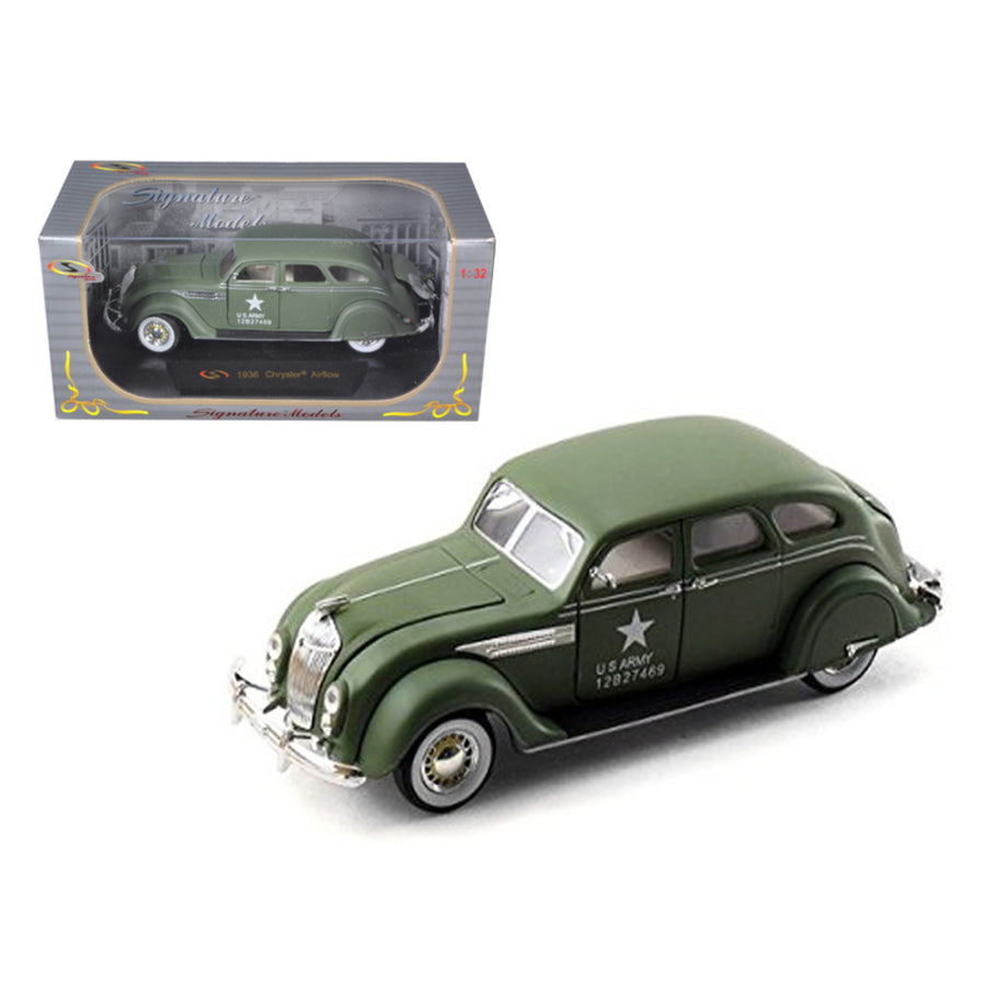 1936 Chrysler Airflow Army Green 1/32 Diecast Model Car By Signatrure Models 32519grn