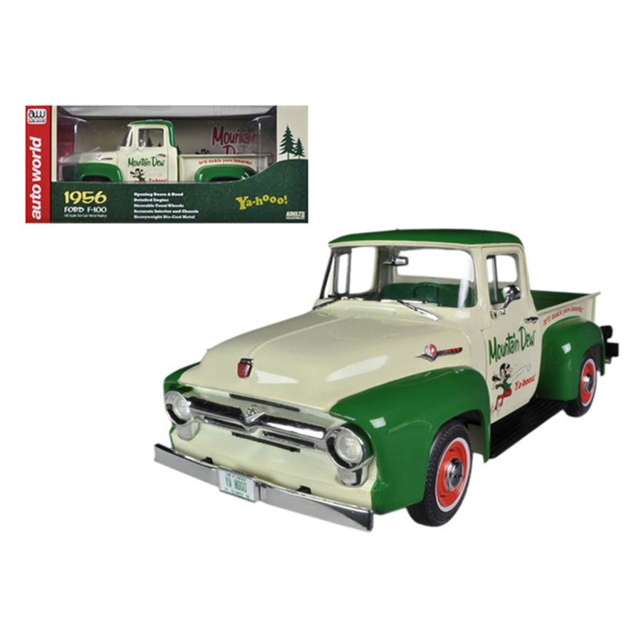 1956 Ford F-100 Pickup Truck Mountain Dew Limited To 1250pc 1/18 Diecast Model Car By Autoworld Aw211