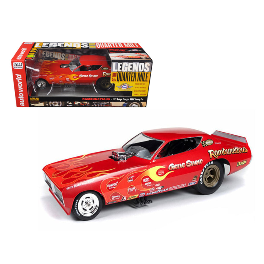 1971 Gene Snow Rambunctious Dodge Charger Nhra Funny Car Model 1/18 Model Car By Autoworld Aw1118