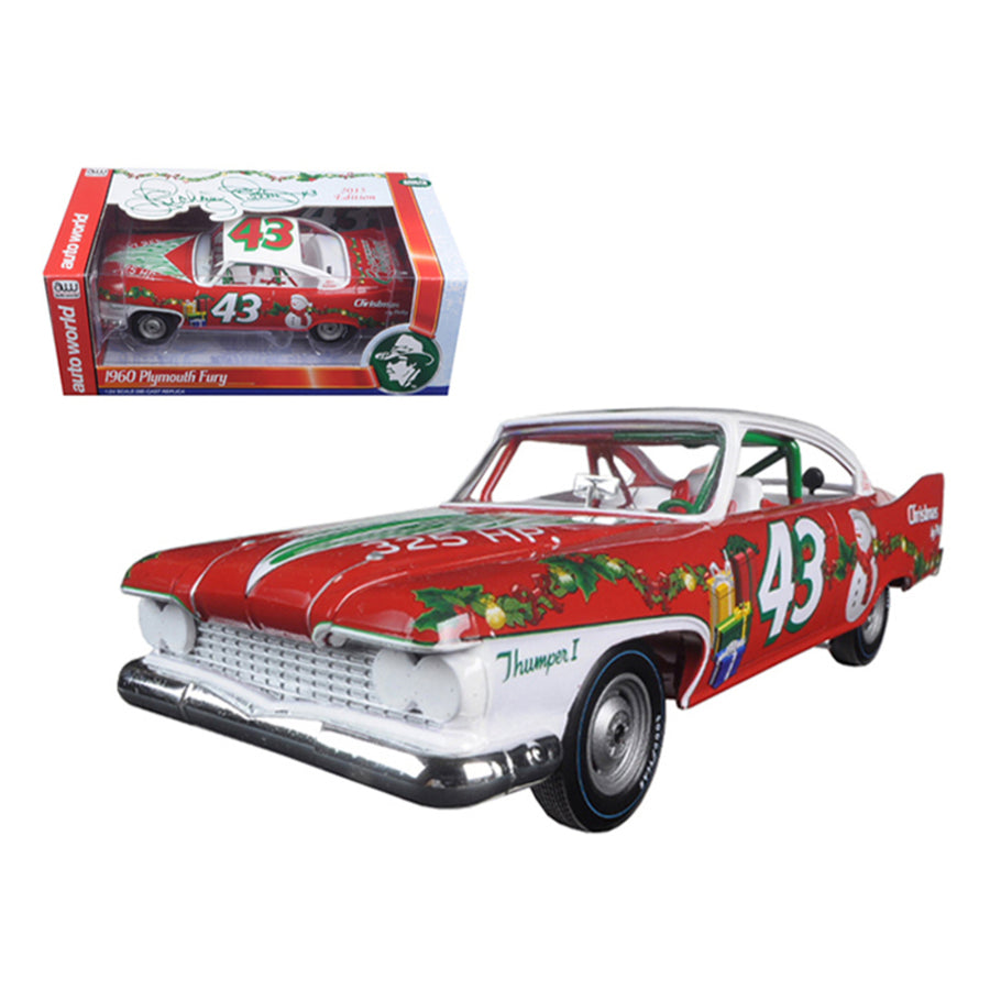 Richard Petty 1960 Plymouth Fury #43 2015 Christmas Edition Limited To 1250pc 1/24 Diecast Model Car By Autoworld Aw24003
