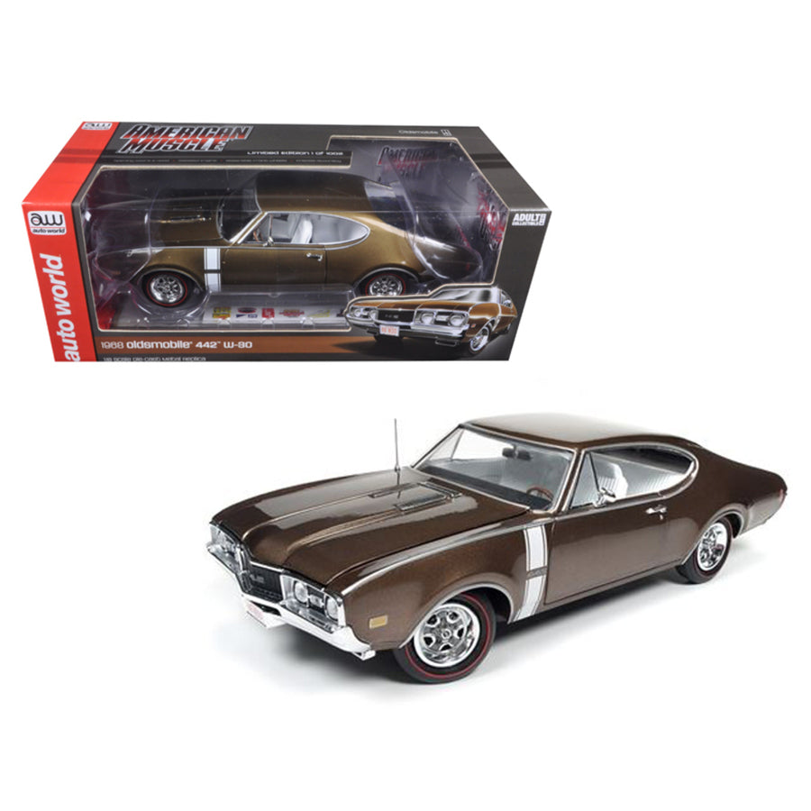 1968 Oldsmobile Cutlass 442 Hardtop Cinnamon Bronze Limited Edition To 1002pcs 1/18 Diecast Model Car  By Autoworld Amm1084