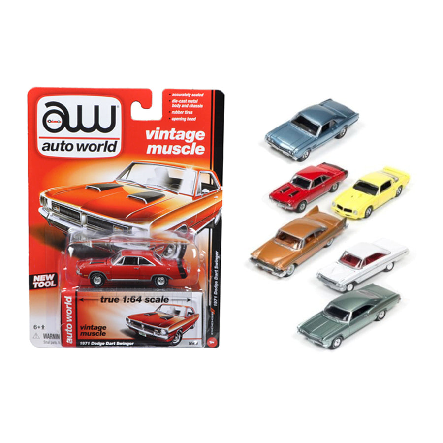 Autoworld Muscle Cars Release 5a Premium Licensed Set Of 6 Cars 1/64 Diecast Model Cars By Autoworld 64042a