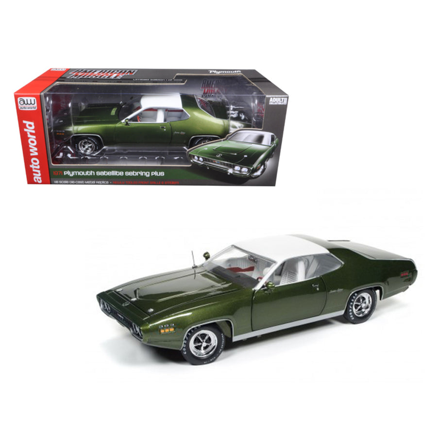 1971 Plymouth Satellite Sebring Plus Sherwood Green Metallic Limited Edition To 1002pcs 1/18 Diecast Model Car By Autoworld Amm1092