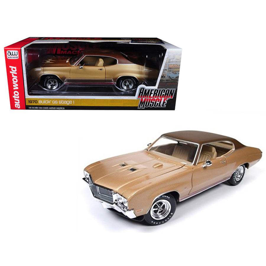 1970 Buick Skylark Gs Gold Hemmings Muscle Machines Limited Edition To 1002pc 1/18 Diecast Model Car By Autoworld Amm1105