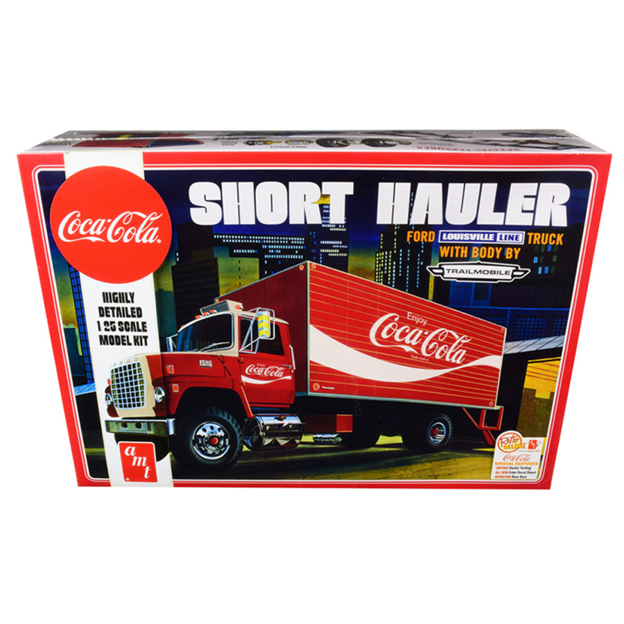 Skill 3 Model Kit Ford Louisville Line Short Hauler Truck With Trailmobile Body Coca-cola 1/25 Scale Model By Amt Amt1048