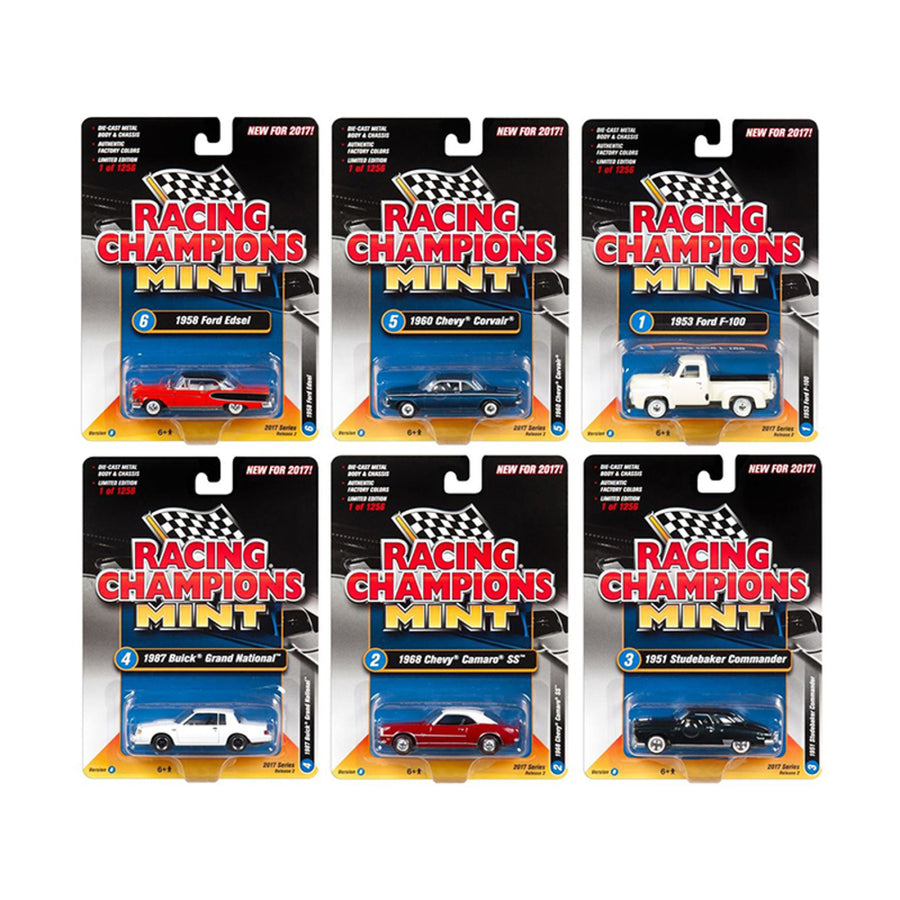 2017 Mint Release 2 Set B Set Of 6 Cars 1/64 Diecast Model Cars By Racing Champions Rc004b