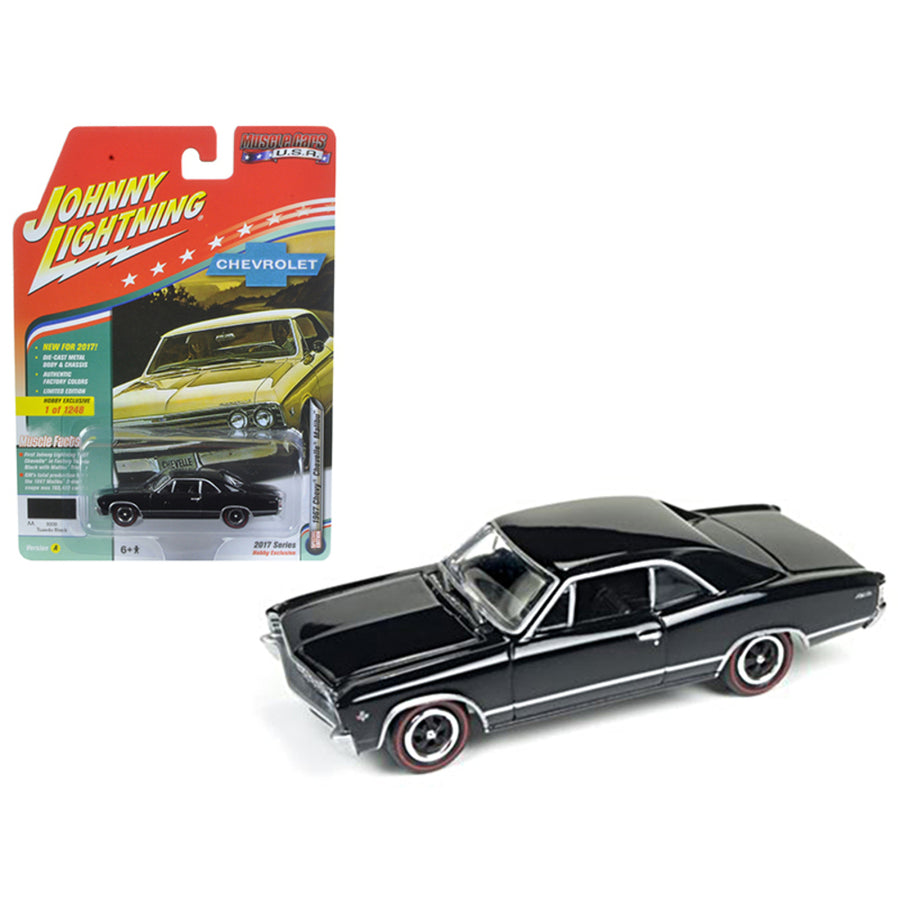 1967 Chevrolet Chevelle Gloss Black Muscle Cars Usa 1/64 Diecast Model Car By Johnny Lightning Jlmc006a