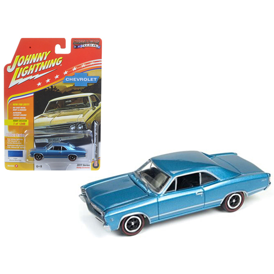 1967 Chevrolet Chevelle Blue  Muscle Cars Usa 1/64 Diecast Model Car By Johnny Lightning Jlmc006b