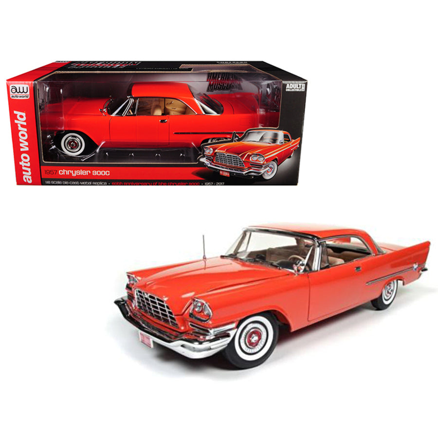 1957 Chrysler 300c Hemi Gauguin Red 60th Anniversary Limited Edition To 1002pc 1/18 Diecast Model Car By Autoworld Amm1110
