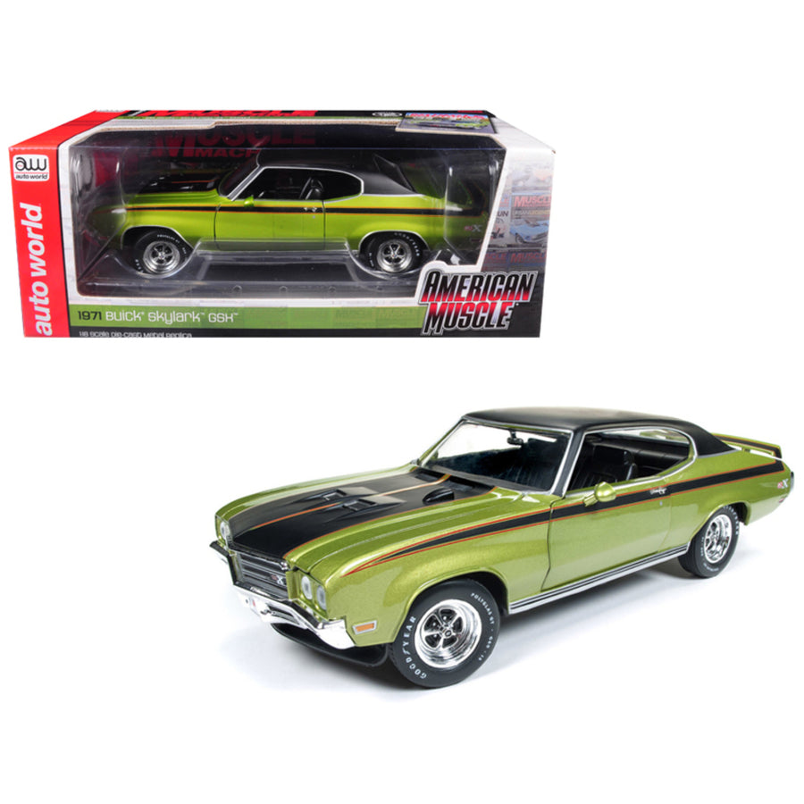 1971 Buick Skylark Gsx Limemist Green With Black Hardtop And Black Stripes Hemmings Muscle Machines Magazine Limited Edition To 702 Pieces Worldwide 1/18 Diecast Model Car By Autoworld Amm1117