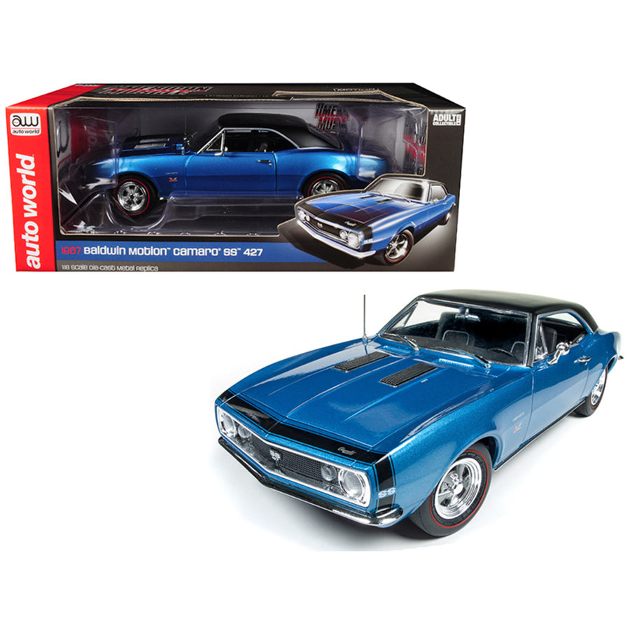 1967 Chevrolet Camaro Ss 427 Baldwin Motion Marina Blue With Black Hardtop 50th Anniversary Limited Edition To 1002 Pieces Worldwide 1/18 Diecast Model Car By Autoworld Amm1118