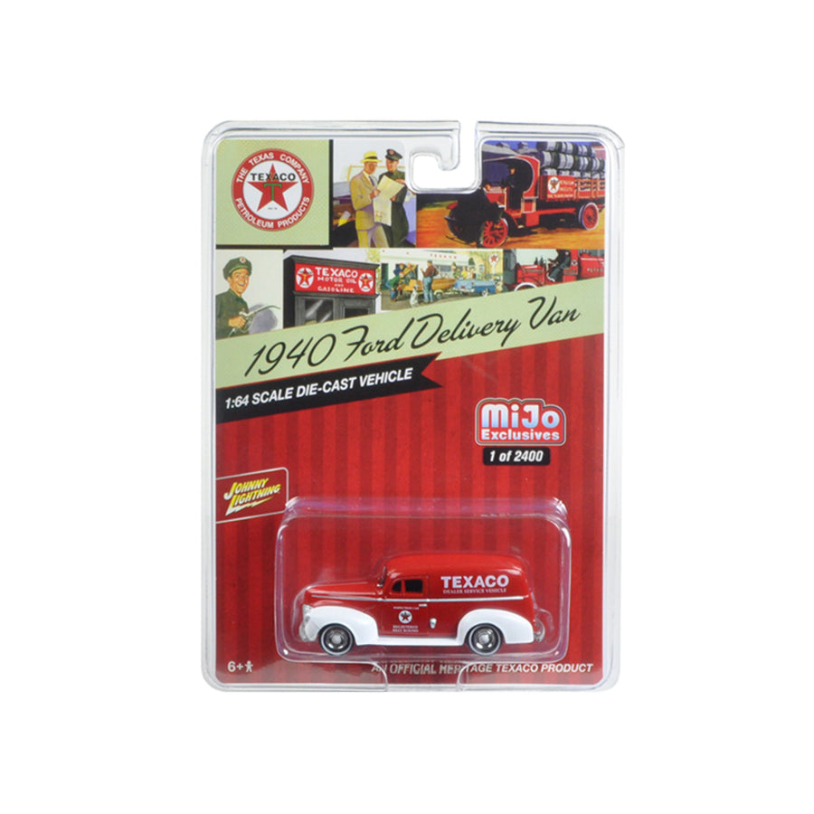1940 Ford Delivery Van Texaco Red 1/64 Diecast Model Car By Johnny Lightning Jlcp7013