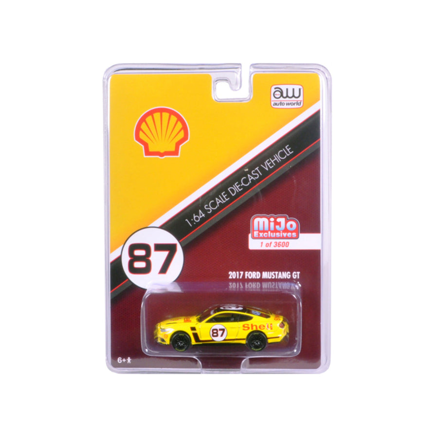2017 Ford Mustang Gt Shell Racing Yellow #87 Limited Edition To 3600pcs 1/64 Diecast Model Car By Autoworld Cp7439
