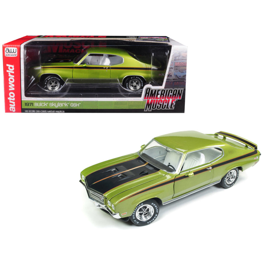 1971 Buick Skylark Gsx Limemist Green With White Interior Hemmings Muscle Machines Magazine Limited Edition To 300 Pieces Worldwide 1/18 Diecast Model Car By Autoworld Amm1121
