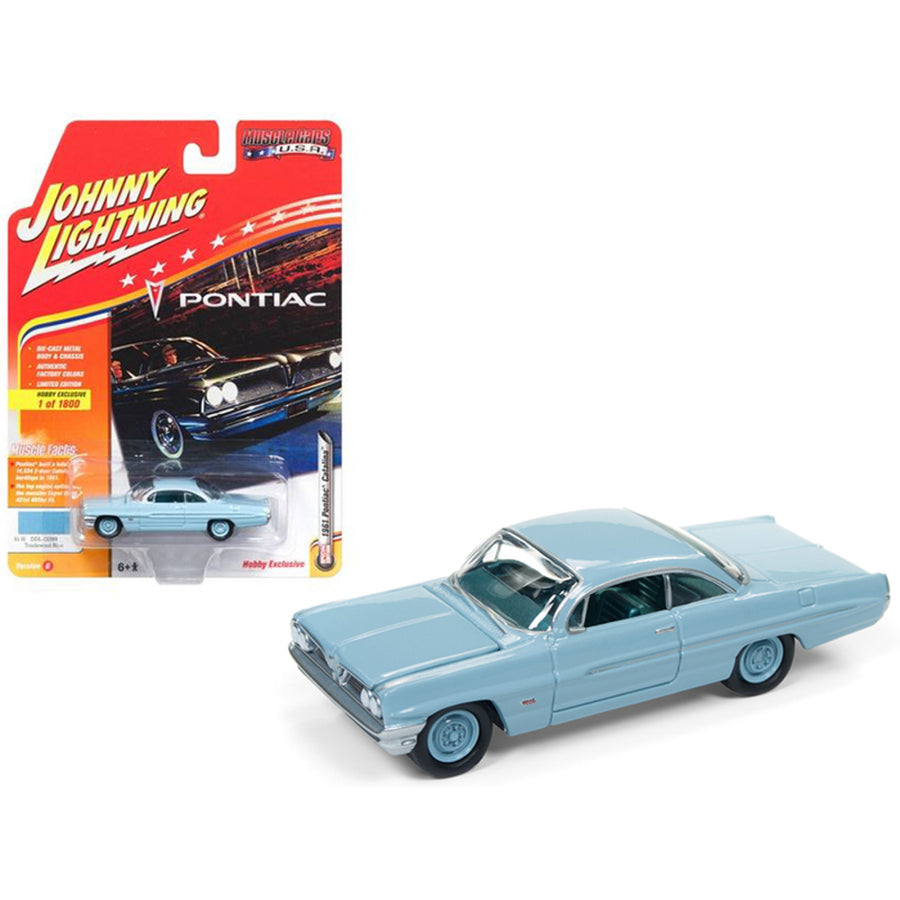 1961 Pontiac Catalina Tradewind Blue Limited Edition To 1800pc Worldwide Hobby Exclusive Muscle Cars Usa 1/64 Diecast Model Car By Johnny Lightning Jlsp008-b