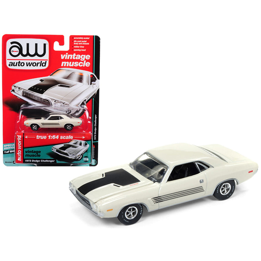 1972 Dodge Challenger Rallye Dover White Auto World’s Premium Limited Edition To 1800 Pieces Worldwide 1/64 Diecast Model Car By Autoworld Awsp003a