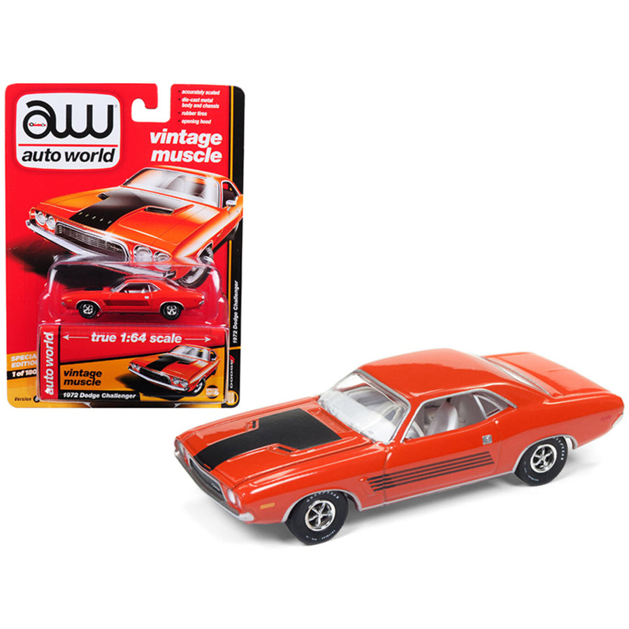 1972 Dodge Challenger Rallye Hemi Orange Auto World’s Premium Limited Edition To 1800 Pieces Worldwide 1/64 Diecast Model Car By Autoworld Awsp003b