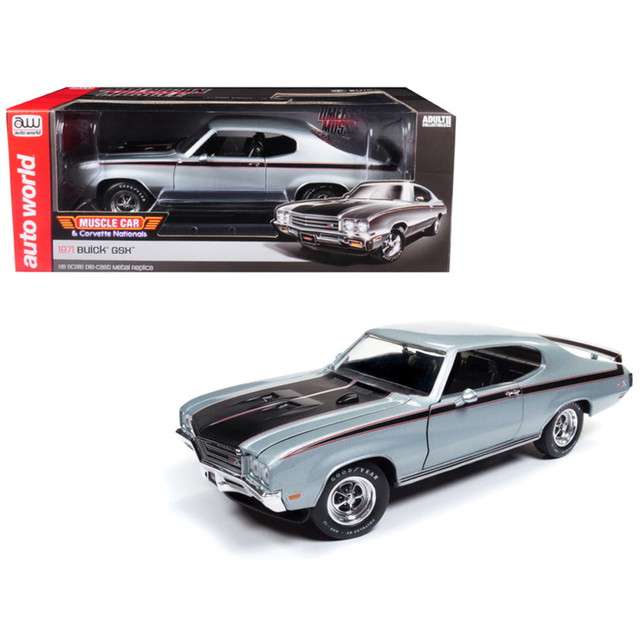 1971 Buick Gsx Mcacn Platinum Mist Metallic/ Silver Limited Edition To 1002 Pieces Worldwide 1/18 Diecast Model Car By Autoworld Amm1138