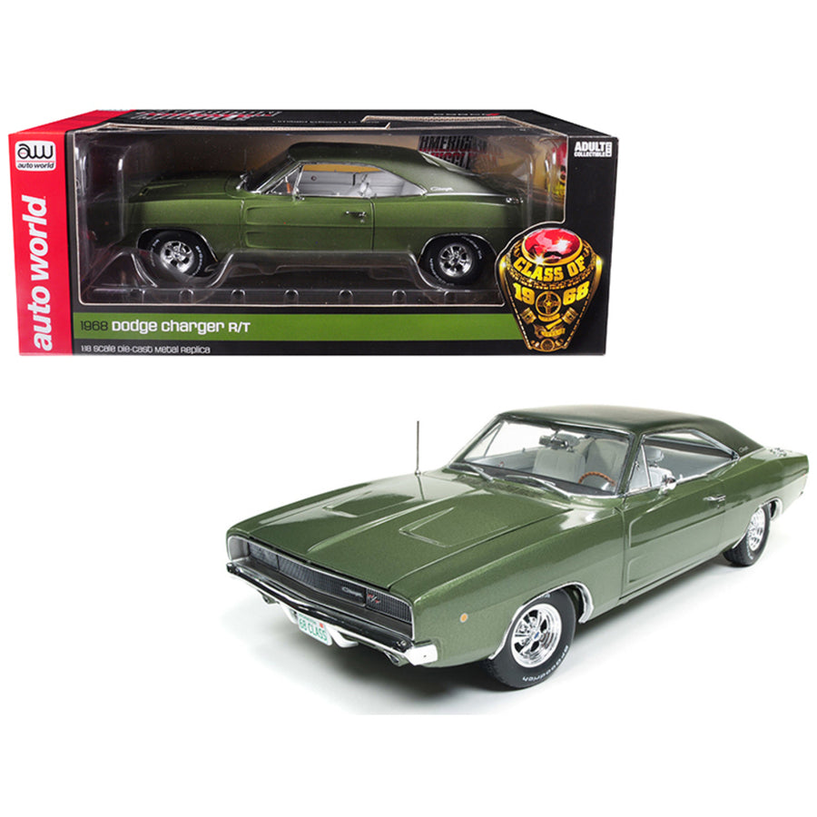1968 Dodge Charger R/t Medium Green Metallic Class Of 68 50th Anniversary Limited Edition To 1002 Pieces Worldwide 1/18 Diecast Model Car By Autoworld Amm1140
